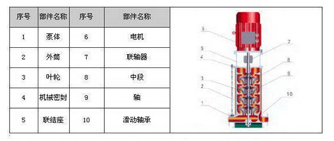 立式多级消防泵结构图 立式多级消防泵结构图